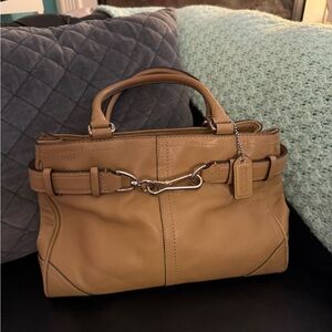 Coach Leather Tote Handbag with Silver Hardware